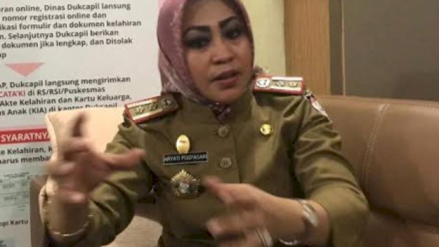 Kepala Disdukcapil Kota Makassar, Aryati Puspasari Abady. (Ist) 