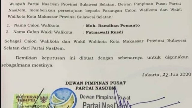 Susul Gerindra, NasDem Terbitkan Rekomendasi B.1.KWK untuk Paslon ‘ADAMA’
