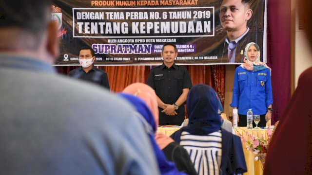 Anggota DPRD Makassar, Supratman sosialisasikan Perda Kepemudaan, di Hotel Grand Town, Jl Pengayoman, Sabtu (20/8/2020).