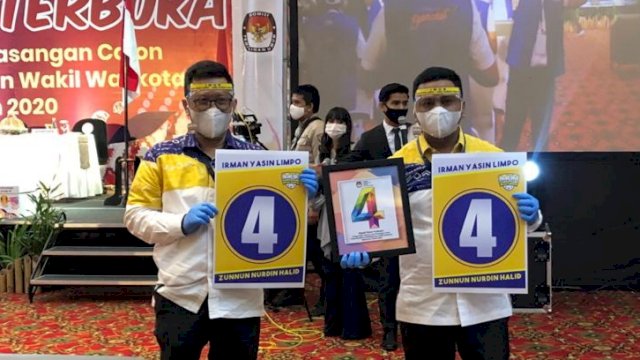 Pasangan Irman Yasin Limpo-Andi Zunnun Armin (Irman-Zunnun) mendapatkan nomor urut 4 saat rapat pleno KPU Makassar, di Hotel Harper By Aston, Kamis (24/9/2020) 