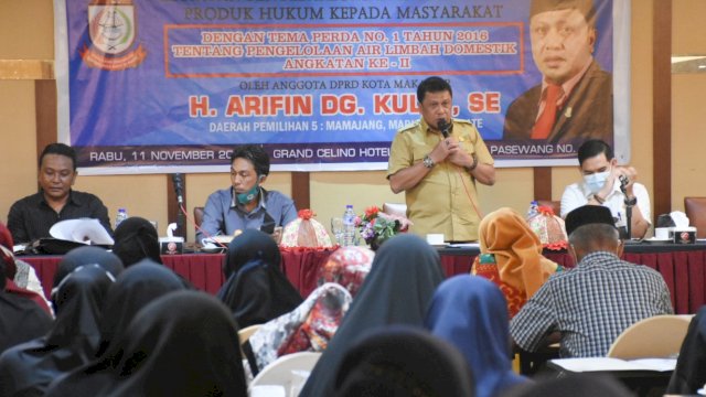 Anggota DPRD Makassar, Arifin Dg Kulle Sosialisasi Perda Pengelolaan Air Limbah Domestik, Rabu (11/11/2020).