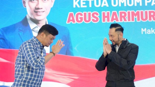 Ketua Umum Partai Demokrat, Agus Harimurti Yudhoyono (AHY) saat di Kota Makassar sempat bertemu dengan calon bupati Gowa, Adnan Purichta Ichsan, belum lama ini. Adnan berpasangan dengan calon wakil bupati Gowa Abd Rauf Malaganni Karaeng Kio (Adnan-Kio) pada Pilkada 9 Desember 2020. ()