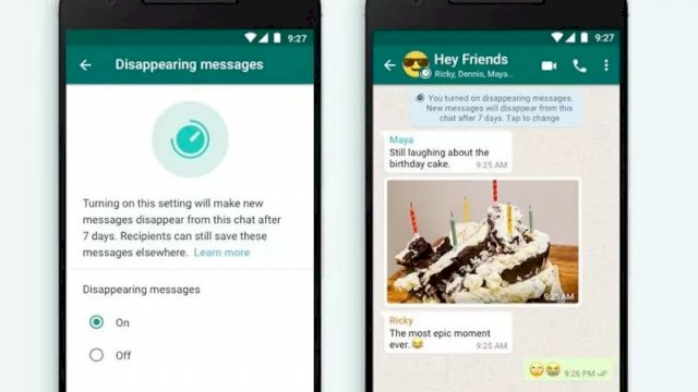 Fitur Disappearing messages WhatsApp. (ANTARA/WhatsApp)