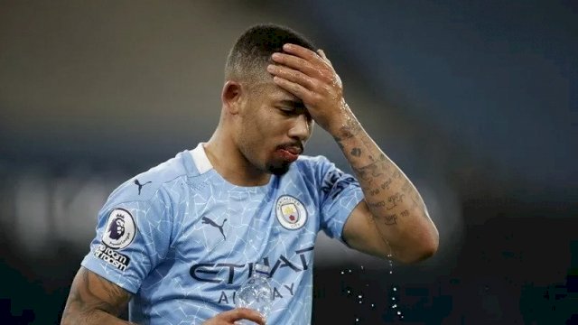 Penyerang Manchester City Gabriel Jesus saat tampil menghadapi West Bromwich Albion dalam lanjutan Liga Inggris di Stadion Etihad, Manchester, Inggris, pada Selasa (15/12/2020). (ANTARA/REUTERS/POOL/Clive Brunskill)