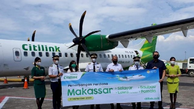 Citilink membuka 4 rute menggunakan ATR 72-600 dari Makassar menuju Baubau, Pomala, Luwu (Palopo), dan Selayar. Kini, Citilink membuka rute baru Makassar-Raha mulai Jumat (8/1/2021). (int)