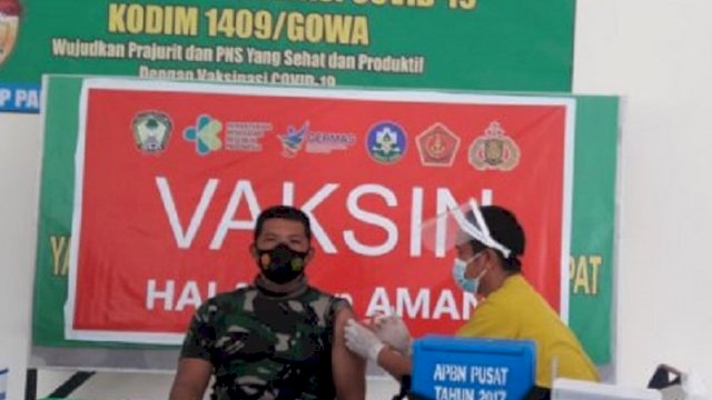 Ratusan TNI dan ASN Kodim Gowa Jalani Vaksinasi Covid-19