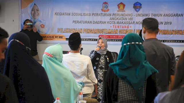 Anggota DPRD Makassar, Nunung Dasniar sosialisasikan Perda Pengarusutamaan Gender (PUG), di Hotel D'Maleo, Minggu (30/5/2021).