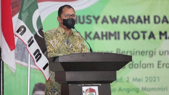 Wali Kota Makassar Moh Ramdhan "Danny" Pomanto saat menghadiri Musyawarah Daerah (Musda) II Majelis Daerah KAHMI Kota Makassar, Minggu (2/5/2021).