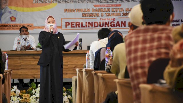 Anggota DPRD Makassar, Nunung Dasniar sosialisasikan Perda Perlindungan Anak, di Hotel D'Maleo, Rabu (30/6/2021).