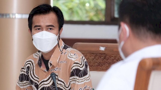 Ketua KPU Gowa Muhtar Muis saat audiens dengan Bupati Adnan Purichta Ichsan di Baruga Karaeng Galesong, Kantor Bupati Gowa, Rabu (23/6/2021).