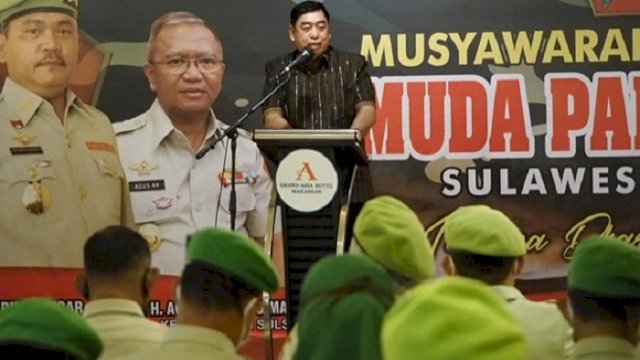Sekprov Sulsel Abdul Hayat Gani, menghadiri Musda Pemuda Panca Marga (PPM) Sulsel IX, di Grand Asia Hotel, Sabtu (26/6/2021).