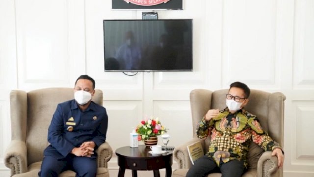 Staf Khusus Wapres RI Ma&rsquo;ruf Amin, Sukriansyah S Latief, dan Plt Gubernur Sulawesi Selatan (Sulsel), Andi Sudirman Sulaiman.
