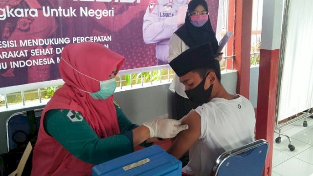 Vaksinasi Covid-19 yang digelar di Rutan Kelas IIB Sinjai, Rabu (7/7/2021).