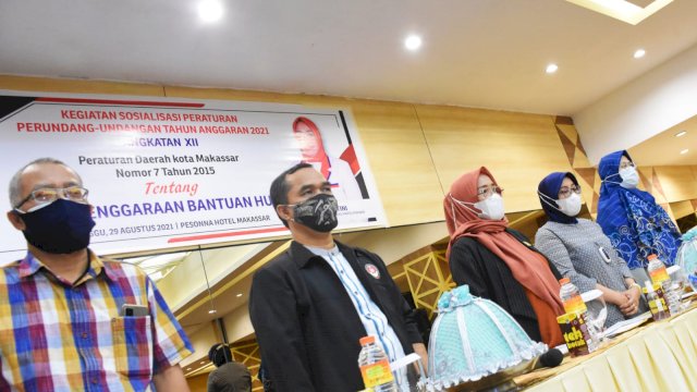 Anggota DPRD Makassar, Hj Kartini sosialisasikan Perda Bantuan Hukum, di Hotel Sorisson, Minggu (29/8/2021).