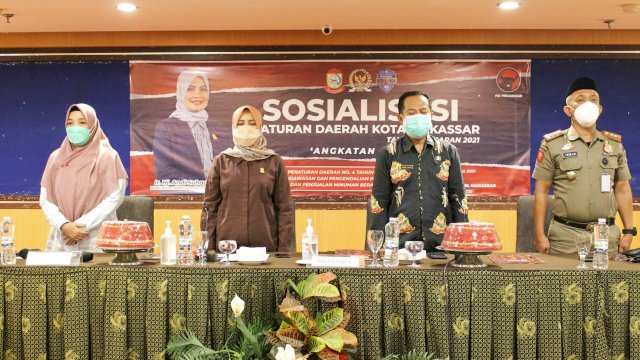 Wakil Ketua DPRD Makassar, Andi Suhada Sappaile sosialisasikan Perda Peredaran dan Penjualan Minuman Beralkohol (Minol), di Hotel Almadera, Kamis (12/8/2021).