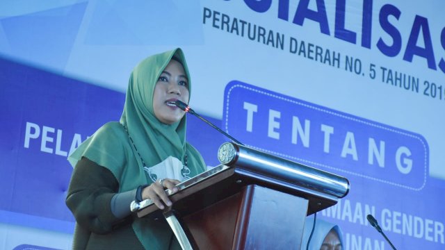 Anggota DPRD Makassar, Fatma Wahyuddin sosialisasikan Perda Pengarusuramaan Gender (PUG), di Hotel Aston, Sabtu (18/9/2021).