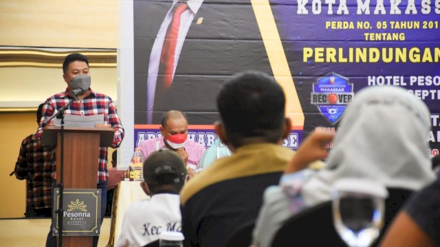 Ketua Fraksi NasDem Makassar, Ari Ashari Ilham sosialisasikan Perda Perlindungan Anak, di Hotel Pessona, Rabu (22/9/2021).
