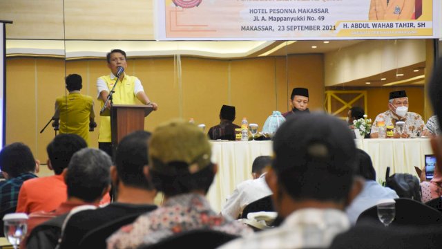 Ketua Komisi D DPRD Makassar, Abd Wahab Tahir sosialisasikan Perda Baca Tulis Al-Qur'an, di Hotel Pessona, Kamis (23/9/2021).