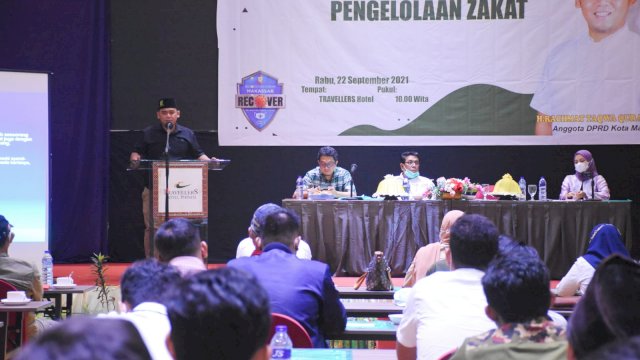 Anggota DPRD Makassar, Rachmat Taqwa Quraisy sosialisasikan Perda Zakat, di Hotel Pessona, Rabu (22/9/2021)
