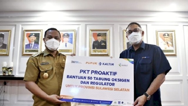 Sulsel Terima 50 Tabung Oksigen Beserta Regulator dari PT Pupuk Kaltim