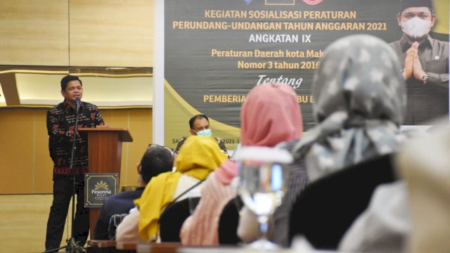 Anggota DPRD Makassar, Fasruddin Rusli (Acil) sosialisasikan Perda Pemberian ASI Ekslusif, di Hotel Pessona, Sabtu (2/10/2021).