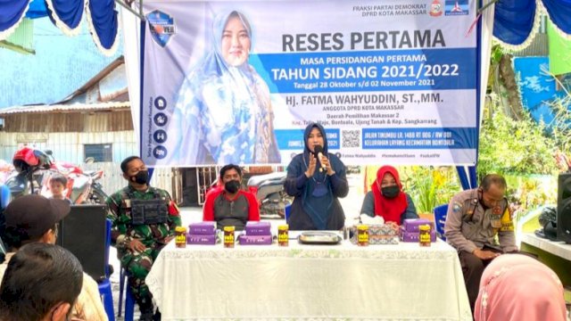 Legislator Demokrat Makassar, Fatma Wahyuddin melaksanakan Reses Masa Sidang Pertama Tahun 2021/2022, Jumat (29/10/2021).