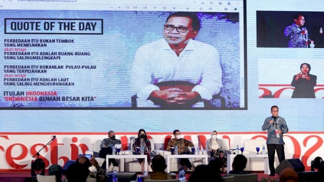 Walikota Makassar Moh. Ramdhan &ldquo;Danny&rdquo; Pomanto saat menjadi salah satu pembicara pada Festival Hak Asasi Manusia (HAM) 2021 di Kota Semarang, Jawa Tengah, Rabu (17/11/2021).