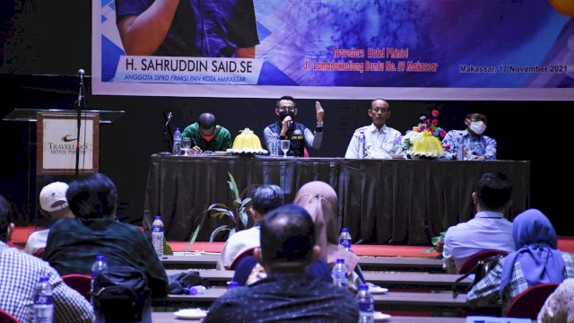 Legislator PAN Makassar, Sahruddin Said sosialisasikan Perda Pembentukan Kecamatan Kepulauan Sangkarrang, di Hotel Travelers, Rabu (17/11/2021).