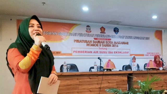 Legislator Gerindra Makassar, Nunung Dasniar sosialisasikan Perda Pemberian Air Susu Ibu (ASI) Eksklusif, di Hotel Grand Maleo, Kamis (18/11/2021).