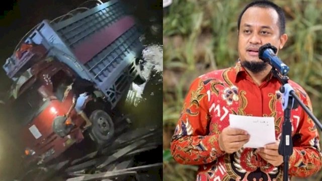 Jembatan Poringan Luwu Ambruk, Truk Muat Pupuk Jatuh, Begini Tanggapan Plt Gubernur Sulsel