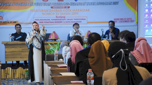 Anggota DPRD Makassar, Nunung Dasniar sosialisasikan Perda Perlindungan, Pemberdayaan Pasar Tradisional dan Penataan Pasar Modern, di Hotel Grand Maleo, Jumat (3/12/2021).