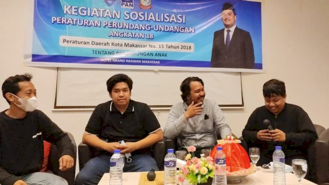 Legislator PAN Makassar, Syukran Kahfi sosialisasikan Perda Perlindungan Anak, di Hotel Grand Imawan, Selasa (30/11/2021).