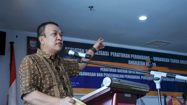 Legislator PAN Makassar, Hasanuddin Leo sosialisasikan Perda Pengawasan, Pengendalian, Pengadaan, Peredaran dan Penjualan Minuman Beralkohol, di Hotel Grand Maleo, Kamis (9/12/2021).
