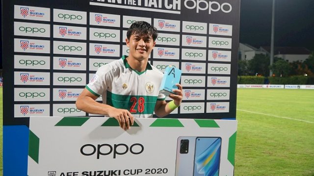 Bek Timnas Indonesia Alfeandra Dewangga Santoso terpilih menjadi pemain terbaik pada laga Timnas Indonesia melawan Vietnam pada Rabu (15/12/2021) malam. (PSSI)
