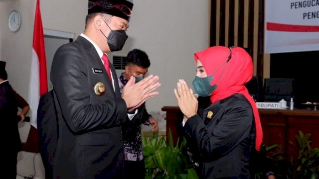 Bupati Gowa Adnan Purichta Ichsan dan anggota DPRD Gowa Eka Apriani.