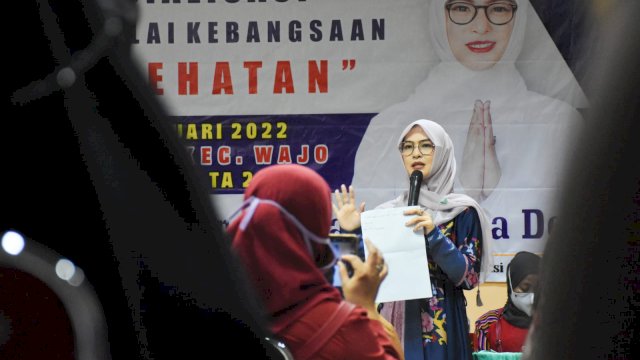Ketua Komisi B DPRD Sulsel, Andi Rachmatika Dewi sosialisasikan Nilai-Nilai Kebangsaan tentang Kesehatan, di Hotel Bahagia, Jalan Buru Makassar, Sabtu (29/1/2022).