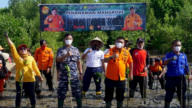 Peringati HUT ke-50, Basarnas Sulsel Tanam Bibit Mangrove