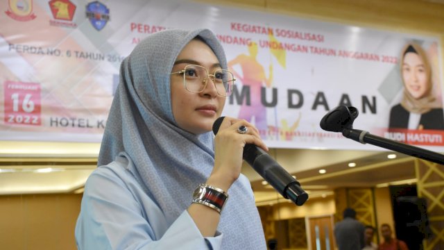 Legislator Gerindra Makassar, Budi Hastuti sosialisasikan Perda Kepemudaan, di Hotel Khas Makassar, Rabu (16/2/2022).