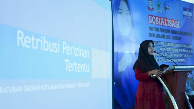 Legislator Demokrat Makassar, Fatma Wahyuddin sosialisasi Perubahan Perda "Retribusi Perizinan Tertentu", di Hotel Aston, Minggu (27/2/2022).