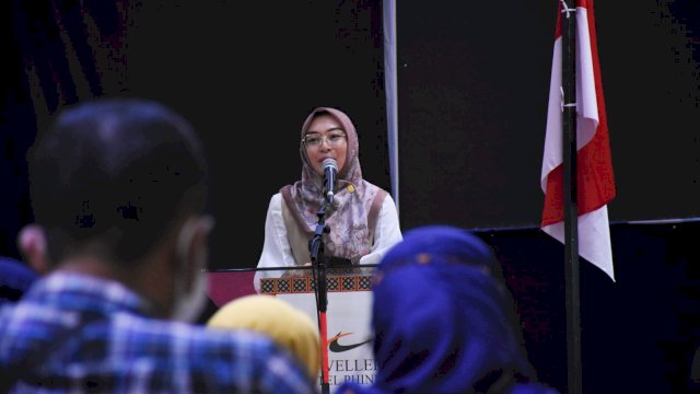 Anggota DPRD Makassar, Budi Hastuti sosialisasikan Perda Penyelenggaraan Pendidikan, di Hotel Travelers, Jl Lamadukelleng Buntu, Sabtu (5/3/2022).