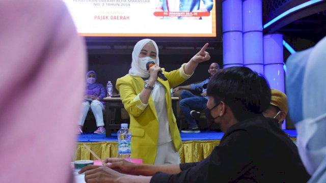 Legislator Hanura Makassar, Irmawati Sila sosialisasikan Perda Pajak Daerah, di Hotel Almadera, Jl Somba Opu, Sabtu (5/3/2022).