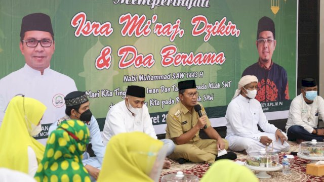 Wali Kota Makassar, Moh Ramdhan Pomanto menghadiri Isra Mi'raj Masyarakat Cinta Mesjid Indonesia (MCMI) Sulawesi Selatan dan Kota Makassar, Senin (7/3/2022).
