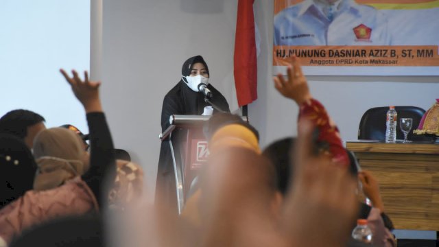 Anggota DPRD Makassar, Nunung Dasniar sosialisasikan Perda Pengarusutamaan Gender (PUG) dalam Pembangunan, di Hotel Grand Maleo, Kamis (10/3/2022).