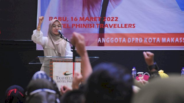 Legislator Gerindra Makassar, Budi Hastuti sosialisasikan Perda Pelayanan Kesehatan, di Travelers Hotel, Jl Lamadukelleng Buntu, Rabu (16/3/2022).