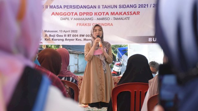 Legislator Gerindra Makassar, Budi Hastuti serap aspirasi warga Karanganyar, Rabu (13/4/2022).