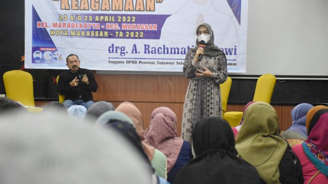 Legislator NasDem Sulsel, Andi Rachmatika Dewi melaksanakan Sosialisasi Kebangsaan tentang Keagamaan, di Hotel Aswin, Jl Latimojong, Sabtu (23/4/2022).