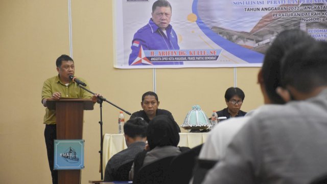 Legislator Demokrat Makassar, Arifin Dg Kulle sosialisasikan Perda Pedoman Pembentukan Lembaga Pemberdayaan Masyarakat Dalam Daerah Kota Makassar, di Hotel Khas Makassar, Senin (23/5/2022).