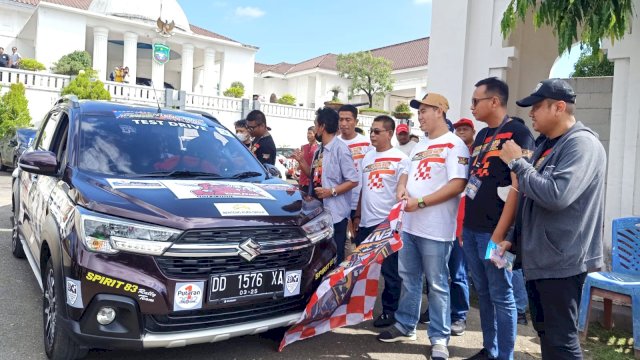 Bupati Pangkep, Yusran Lalogau menerima rombongan Rally Wisata Benteng Kupa, Sabtu (25/6/2022).