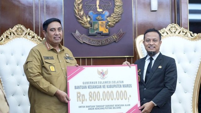 161 Rumah Warga Maros Terdampak Angin Puting Beliung, Gubernur Serahkan Bantuan Rp 800 Juta