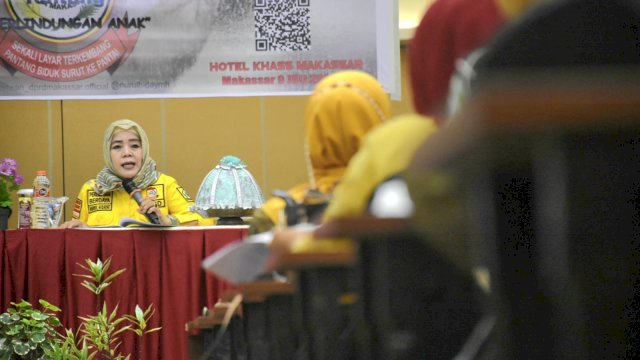 Anggota DPRD Makassar, Nurul Hidayat sosialisasikan Perda Perlindungan Anak, di Hotel Khas Makassar, Jumat (8/7/2022).